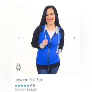 7 Degrees Jaycee Full Zip (with watch hole!) - Women's Blue and Black Hoodie